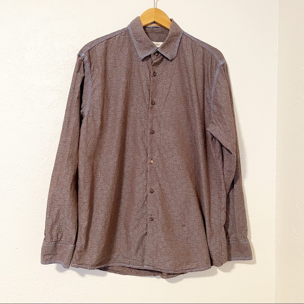 Pronto Uomo Men Dandelion Print Button Front Career Formal Dress Shirt Size XL